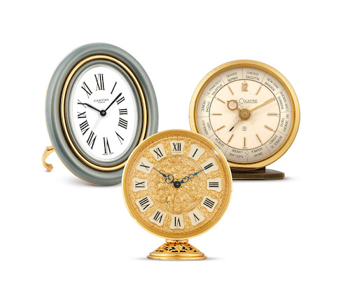 World Time Desk Clock Gilt Brass