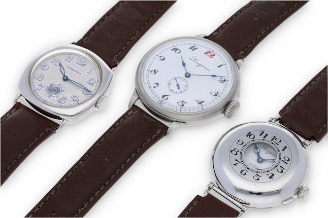 Bonhams LONGINES. A FINE AND RARE LIMITED EDITION SET OF THREE