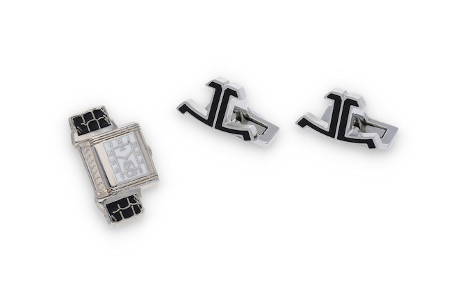 Bonhams Jaeger LeCoultre. A pair of Cuff Links and A Pin