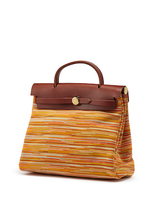 Bonhams : Hermès Orange Vibrato Herbag 30, c. (Includes padlock, keys ...