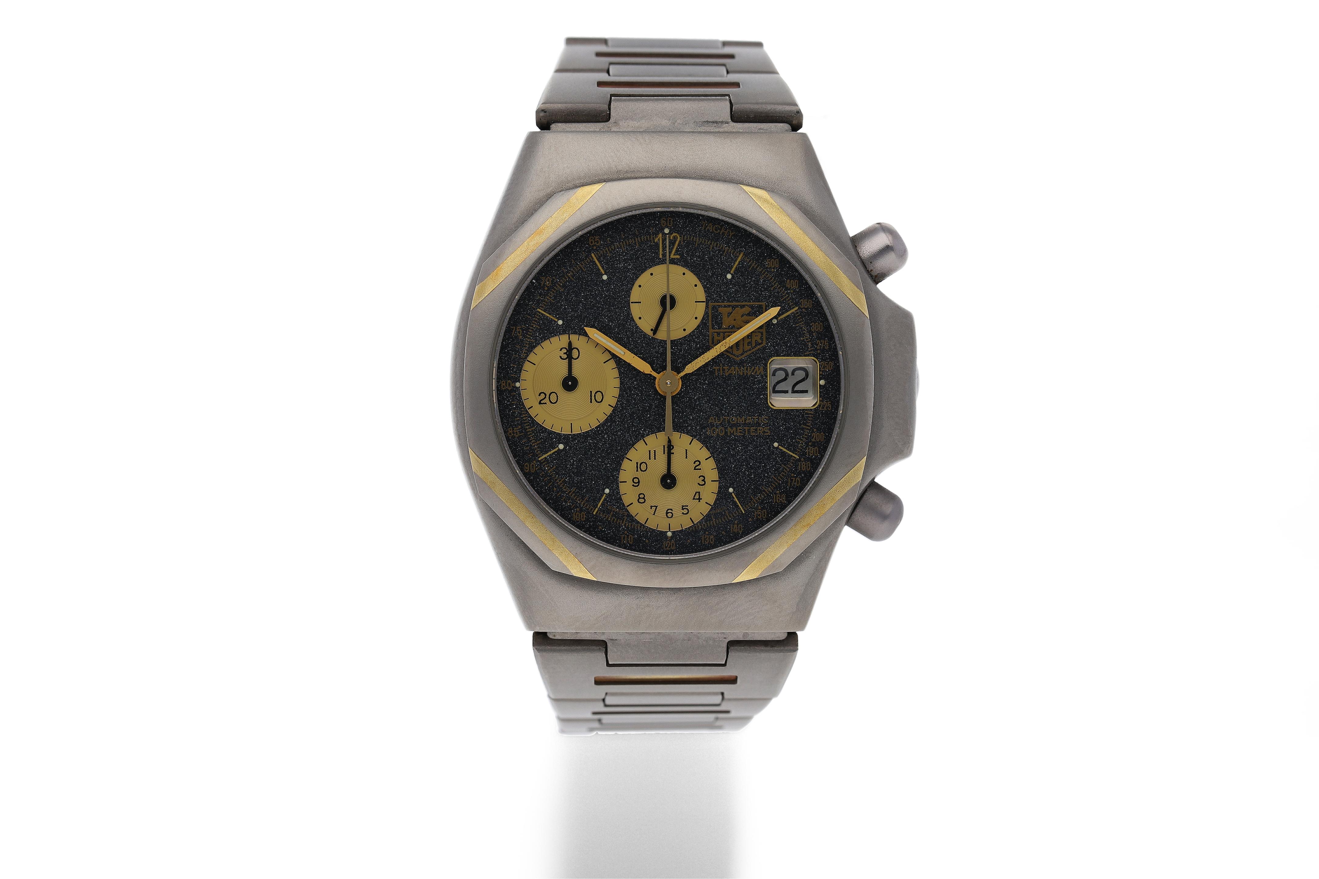 Bonhams Heuer. A Titanium Automatic Bracelet Watch with Date