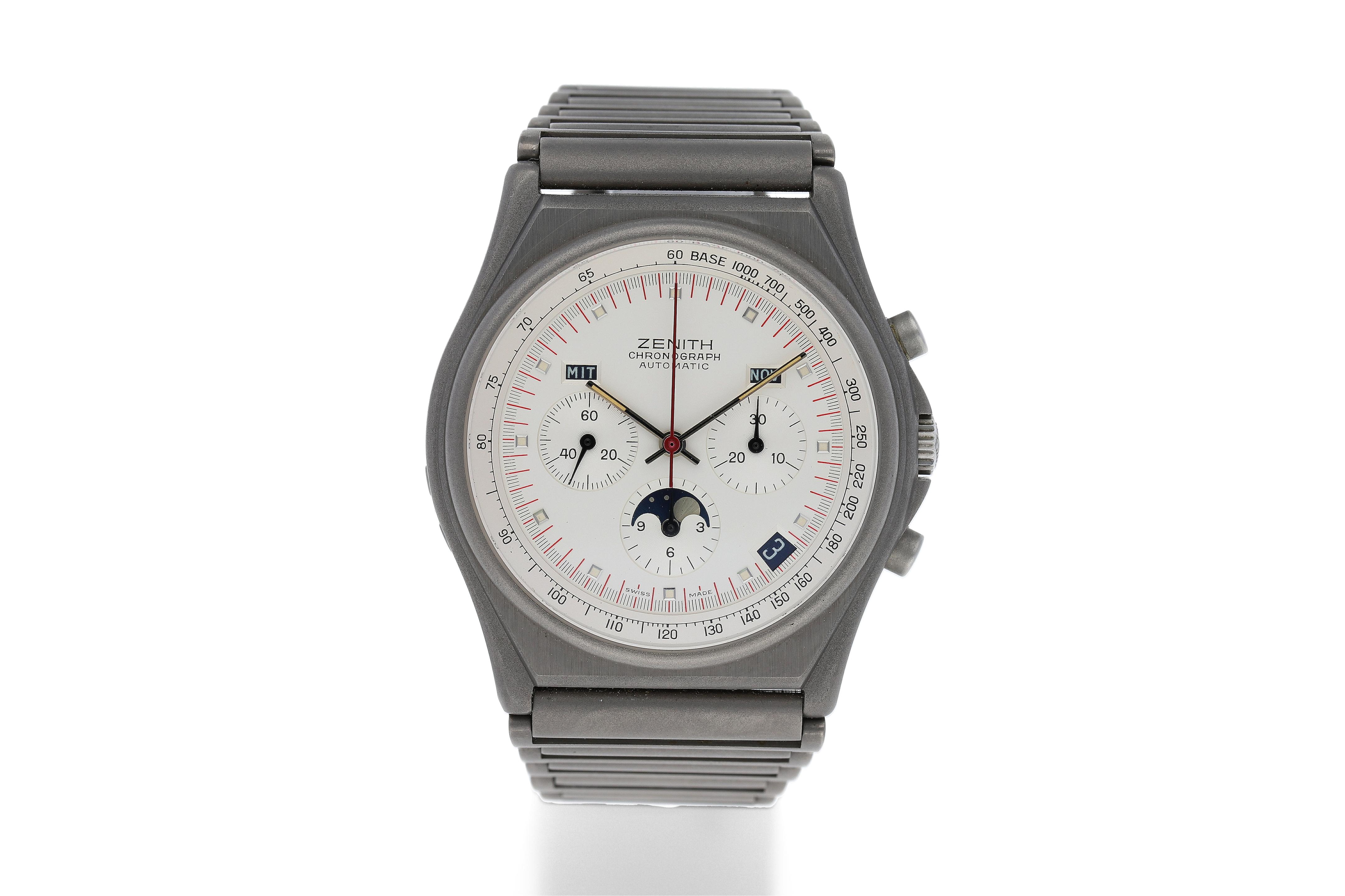 ティータイム Bonhams : Zenith. A Titanium Bracelet Watch with Triple Dial
