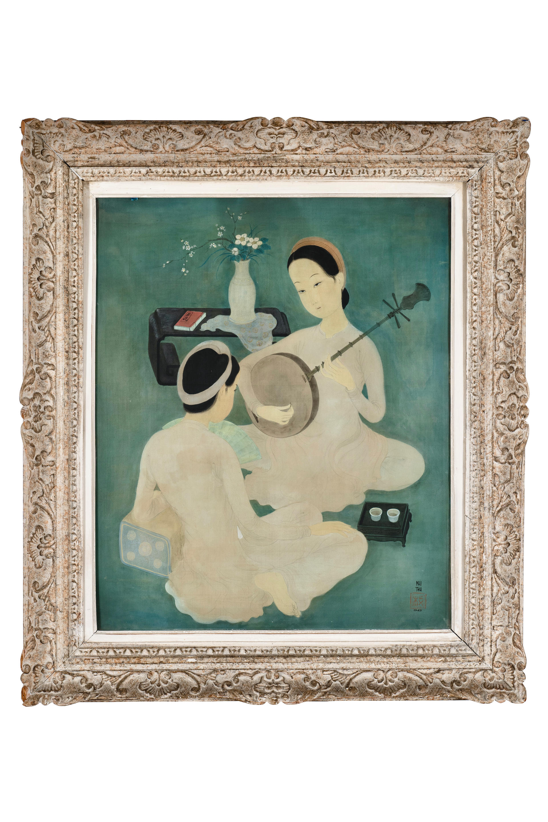 Bonhams : Mai Trung Thu (1906-1980) Lady Playing a Nguyet Cam