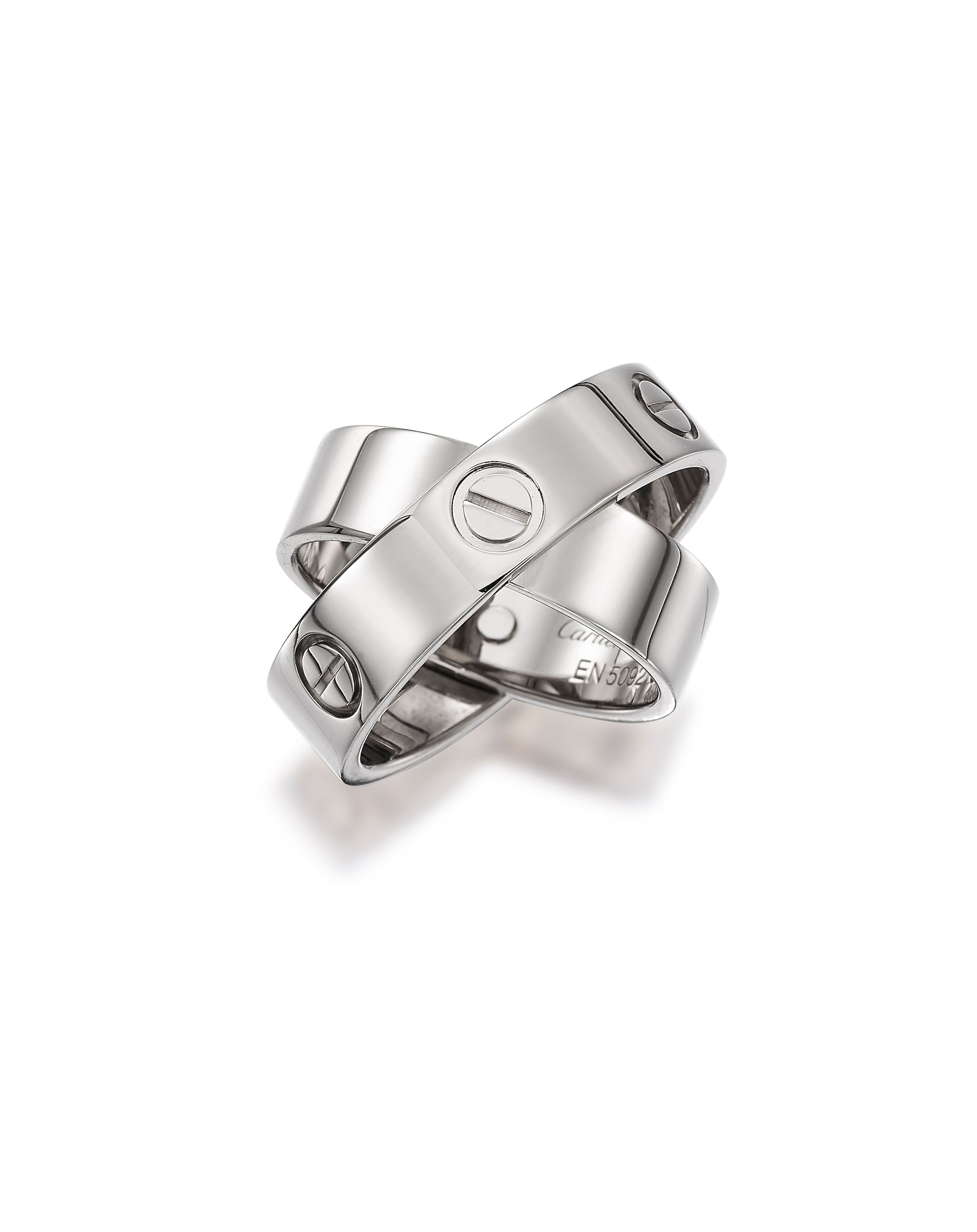 Bonhams CARTIER: 18 KARAT WHITE GOLD 'DOUBLE LOVE' RING