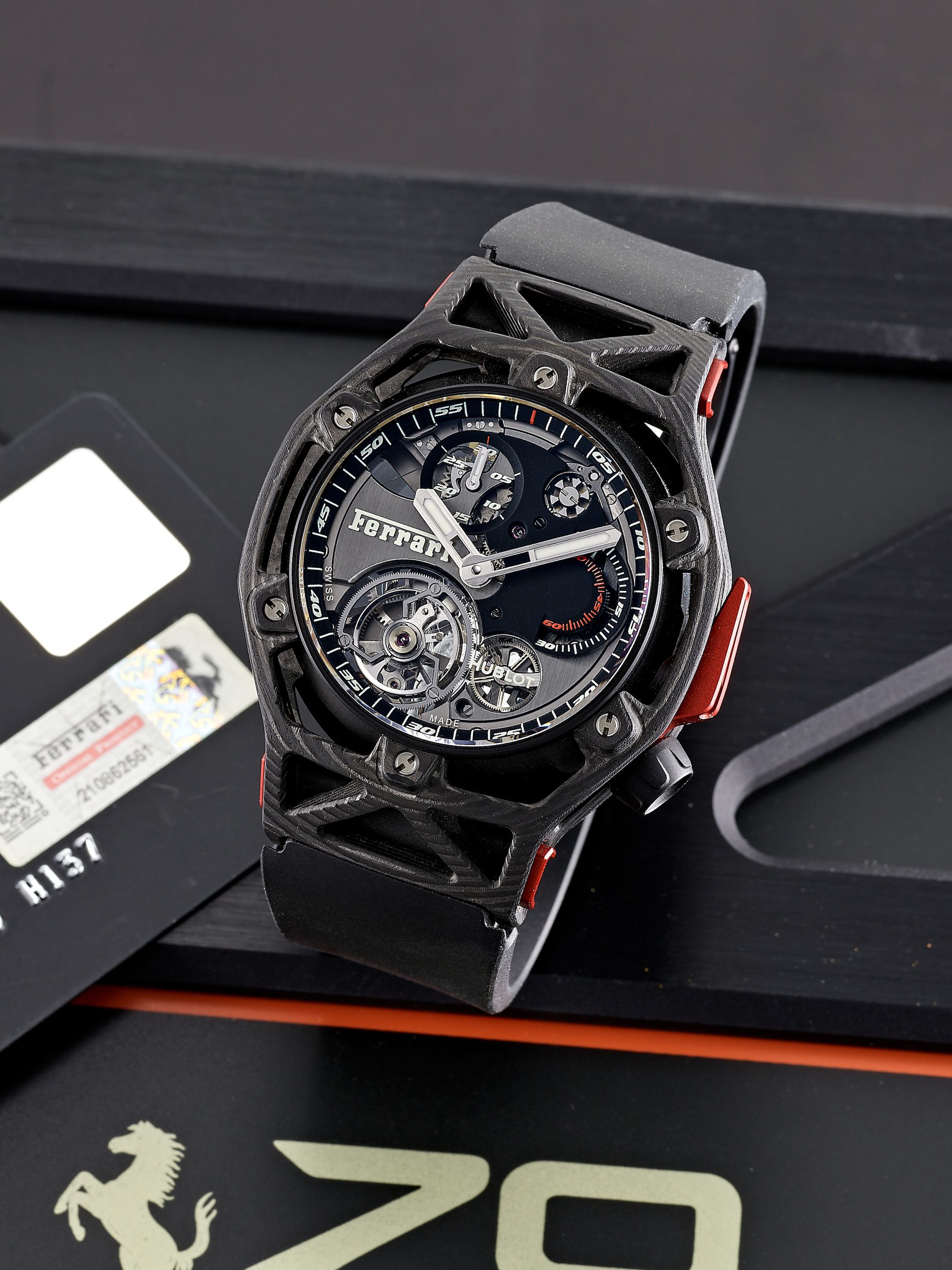 Bonhams HUBLOT TECHFRAME FERRARI TOURBILLON CHRONOGRAPH, REF